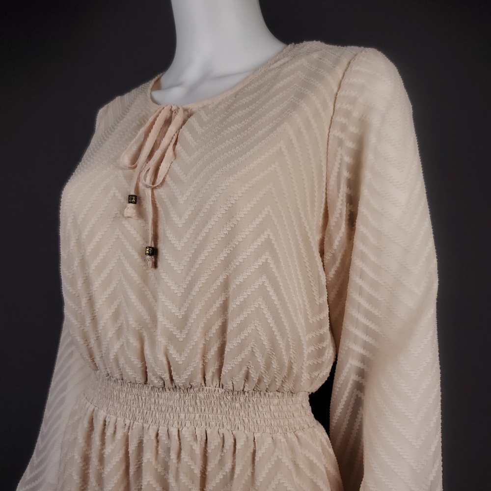 Daniel Rainn M Cream Chevron Swiss Dot Dress